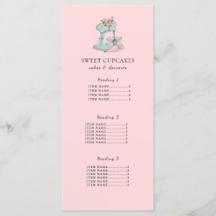 Menu Misturador de bolos - padaria rosa