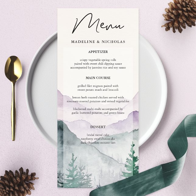 Menu Misty Mountain Forest Wedding (Criador carregado)