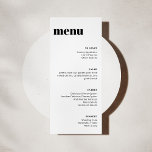 Menu Modelo de altura branca preto minimalista mod<br><div class="desc">Menu Modelo de altura mínima moderna,  preto e branco</div>