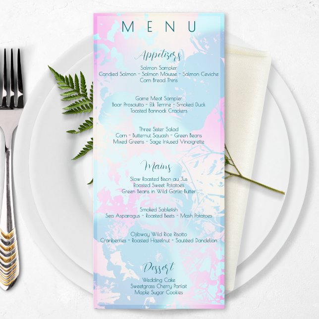 Menu Modern Abstract Pastel Wedding (Criador carregado)