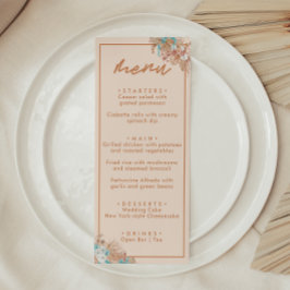 Menu Modern Boho Floral Wedding