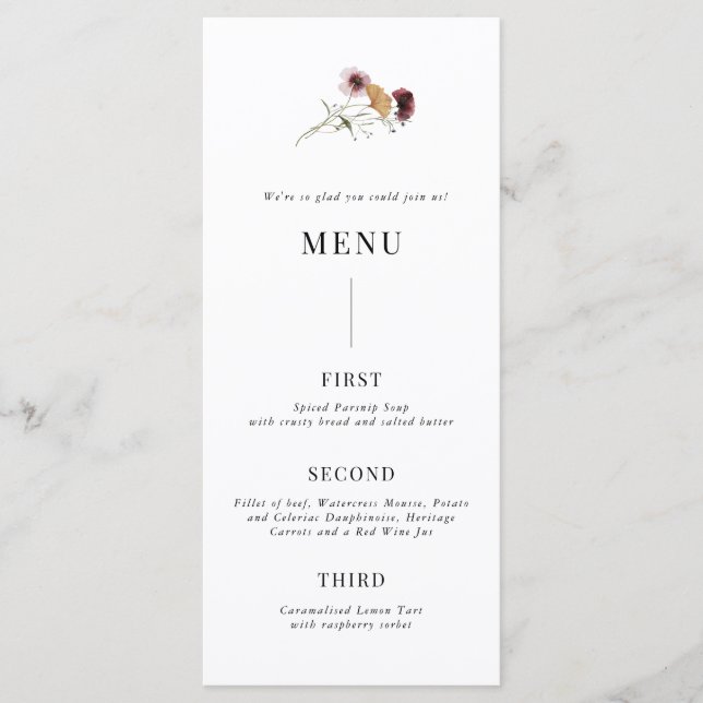 Menu Modern Boho Wildflower Wedding (Frente)