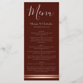 Menu Modern Burgundy and Copper Wedding