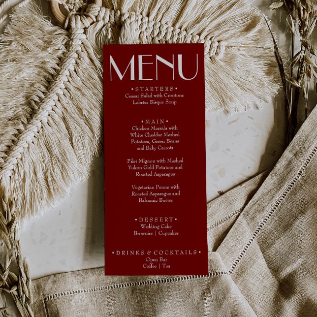 Menu Modern Burgundy Retro Whimsical Fun Wedding (Criador carregado)