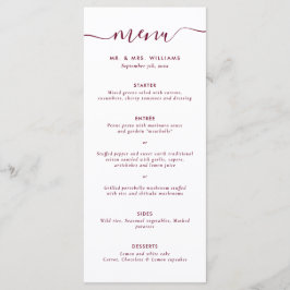 Menu Modern Burgundy Wedding