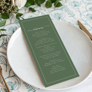 Menu Modern Coastal Green Palm Tree Wedding