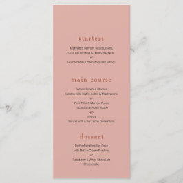 Menu Modern Coral and Rust Wedds