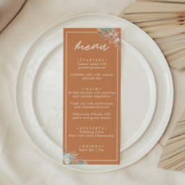 Menu Modern Earthy Boho Floral Wedding