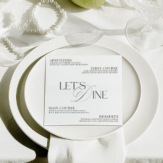 Menu Modern Elegant Black & White Wedding Dinner