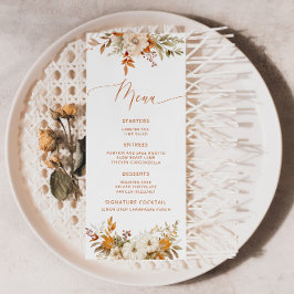 Menu Modern Fall Terracotta Wedding elegante