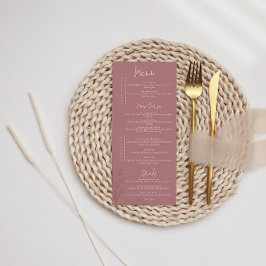 Menu Modern Floral Mauve Wedding