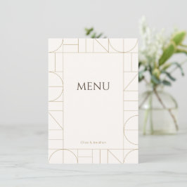 Menu Modern Gold Ornaments Cream Wedding