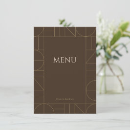 Menu Modern Gold Ornaments Dark Brown Wedding
