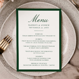 Menu Modern Green Border Wedding