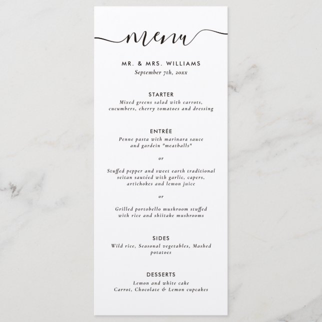 Menu Modern Kraft Wedding (Frente)