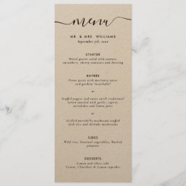 Menu Modern Kraft Wedding