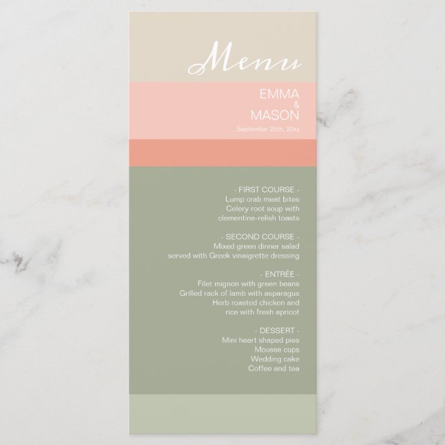Menu Modern Metro Peach Coral Sage (Frente)