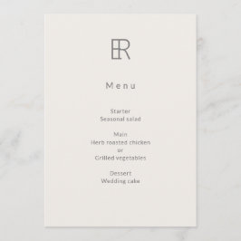 Menu Modern Minimal Monogram Wedding