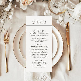 Menu Modern Minimalist Simple Black Line Wedding Dinner