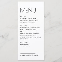Menu Modern Minimalist Wedding. Simple Clean Typography