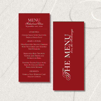 Menu Modern Old Money Burgundy Wedding Dinner