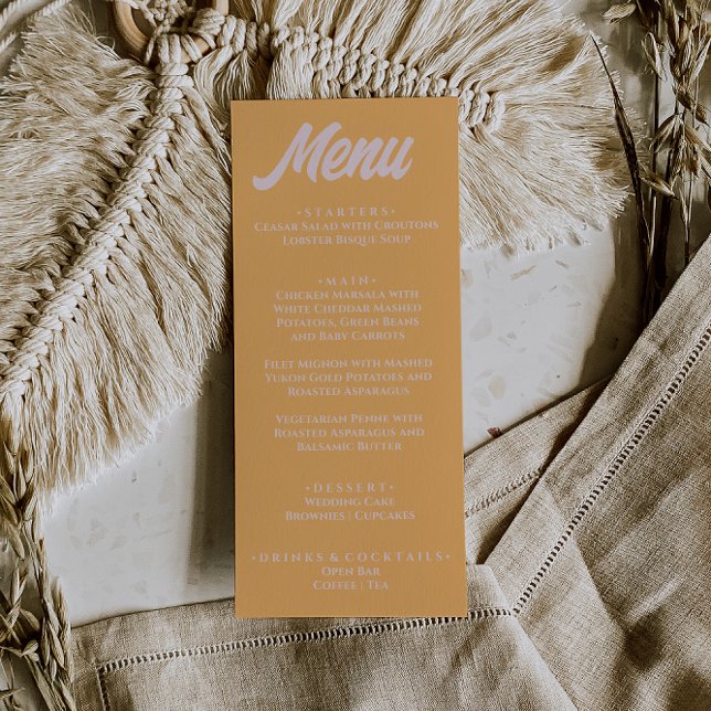 Menu Modern Peachy Colorful Funky Stylish Wedding (Criador carregado)