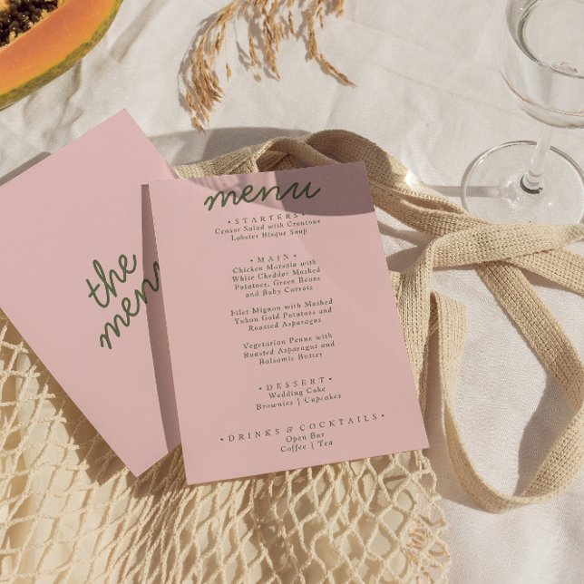 Menu Modern Pink Green Whimsical Summer Fun Wedding (Criador carregado)