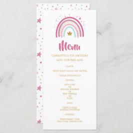 Menu Modern Rainbow de aniversário de festa temáti