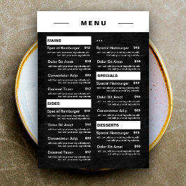 Menu Modern Restaurant Comidas | Lista de preços