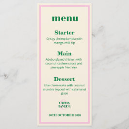 Menu Modern Retro Striped  Wedding Information 