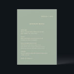 Menu Modern Sage Green Simple Wedding<br><div class="desc">Modern style wedding menu featuring a simple yet elegant design.</div>