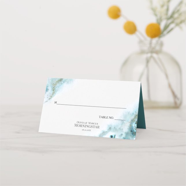 Menu Modern Teal Watercolor Moss Agate (Frente)