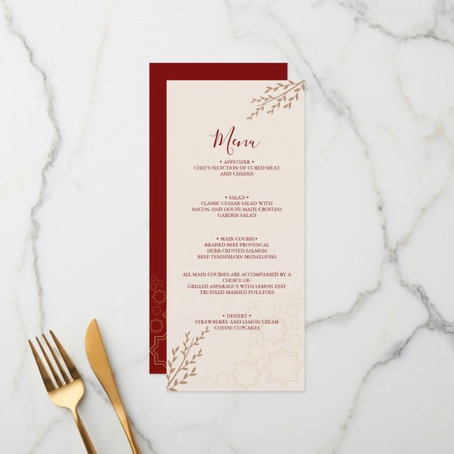 Menu Modern Terracotta Queimou Orange Boho Casamento (Frente/Verso In Situ)