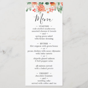 Menu Modern Watercolor Wildflower Trendy Floral