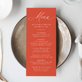 Menu Moderna Caligrafia Elegante Casamento Pôr do Sol V