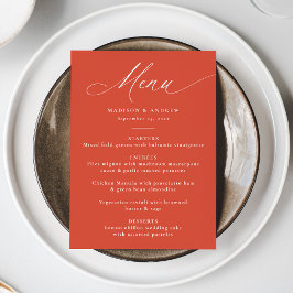 Menu Moderna Caligrafia Elegante Pôr do Sol Casamento V