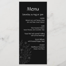 Menu Moderna vinha floral minimalista preta e branca si