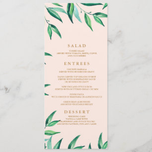 Menu Moderno de Casamento de Praia Tropical