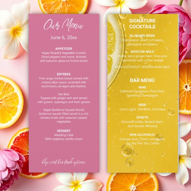 Menu Moderno de Casamento de Verão Italiano (Criador carregado)