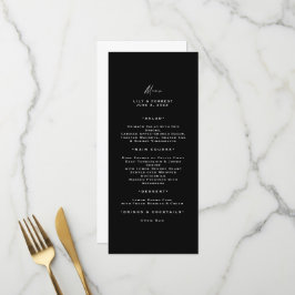 Menu Moderno de Tipografia Preta e Branca Longa
