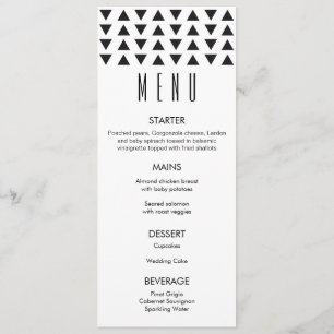 Menu moderno do casamento dos triângulos