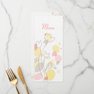 Menu moderno do comensal de casamento das pétalas