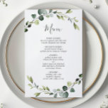 Menu Moderno do Janto de Casamentos Eucalyptus Wre<br><div class="desc">Para mais personalização,  clique no link "personalizar mais" e use nossa ferramenta design para modificar esse modelo. Se você preferir papéis mais espessos / Término da Matriz,  talvez considere escolher o tipo de papel correspondente. Se precisar de ajuda ou itens correspondentes,  entre em contato comigo.</div>