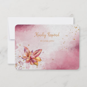 Menu moderno floral cor-de-rosa marrom RSVP