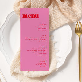 Menu Moderno Minimalista, Rosa e Modelo Vermelho, 