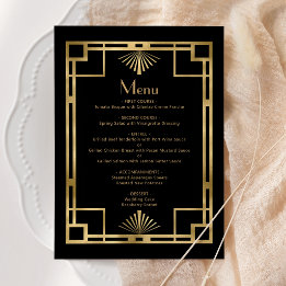 Menu Moldura Casamento Deco Preto Dourado Vintage dos A