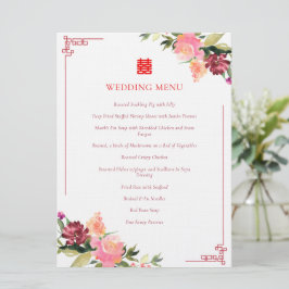 Menu Moldura de casamento chinês xi dupla em aquarela