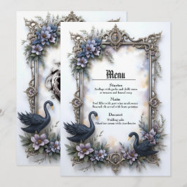 Menu Moldura de Casamento Cisne Negro – Amor Romântico