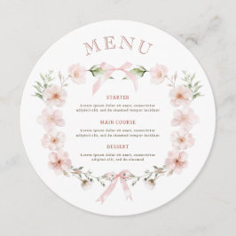 Menu Moldura Floral Rosa Bege Redonda