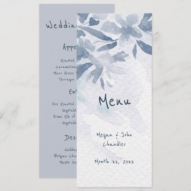 Menu Molho Azul Cama Deixa Casamento (Frente/Verso)